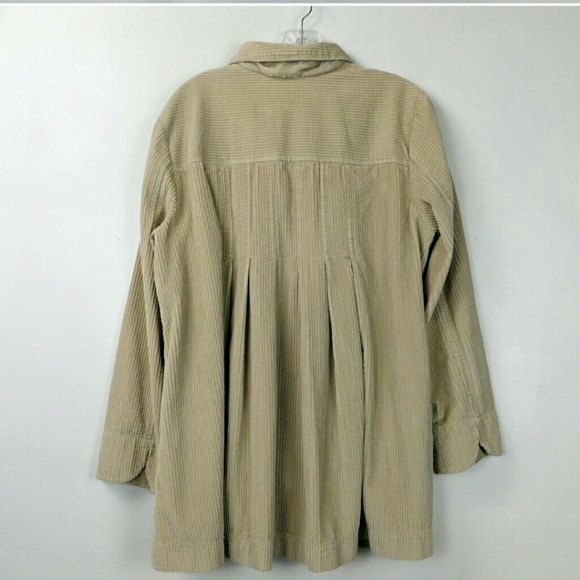 J. Jill Corduroy coat Faux Fur Accents Tan Large - Picture 4 of 8